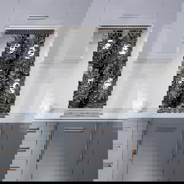 Warren Reed - Designer Moon and Sun White Black Kitchen Splashback