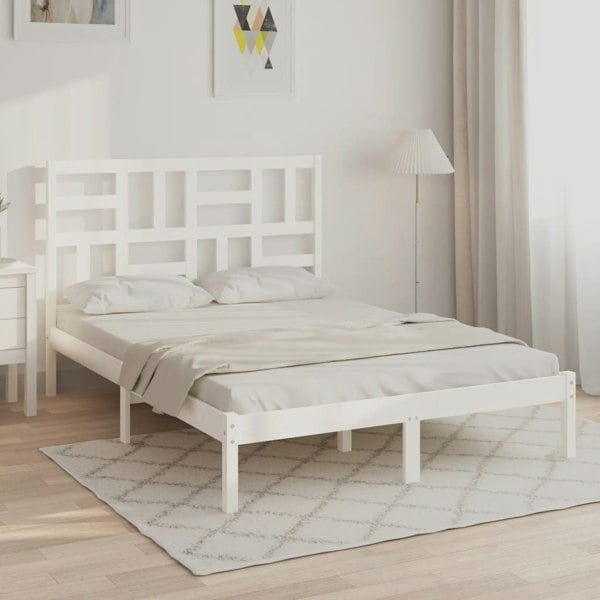 Berkfield Bed Frame White Solid Wood 160x200 cm