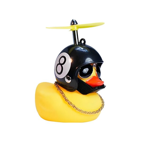 anycoplus Anypack Car Ornaments Yellow Duck with Black 8 Ball Propeller Helmet Gold Chain