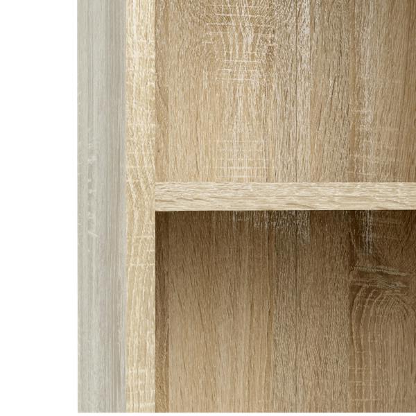 Furniture To Go Basic Low Wide Display Cabinet in Oak (2 Shelves) with 2 Glass Doors in Oak