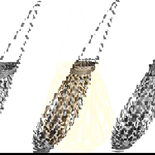 Hill Interiors Wicker Bulbous Lantern - Brown