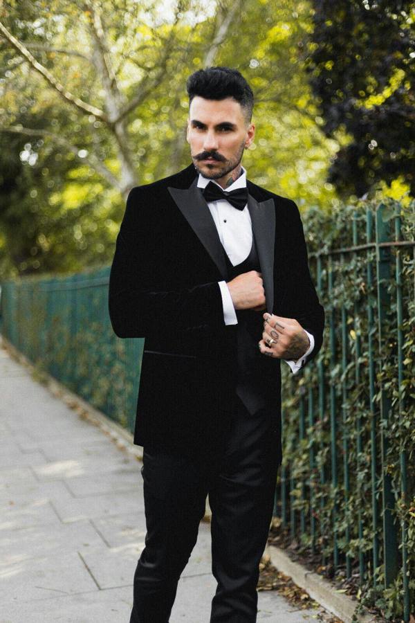 TruClothing Mens Black Velvet Dinner Tuxedo Suit Jacket Blazer