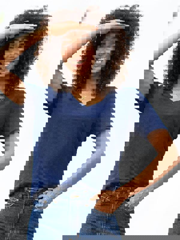 Kite Womens Organic Sandford V-Neck Slub Jersey T-Shirt Midnight