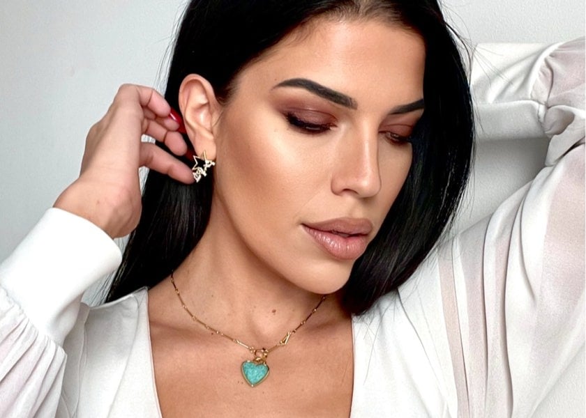 Luxe Tones Sanora Luxe 18ct Gold Plated Turquoise T Bar Heart Necklace