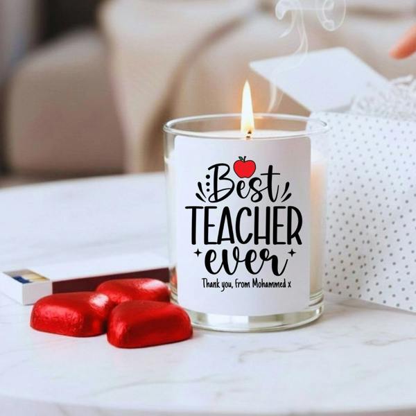 Personalised Best Teacher Ever Candle Gift Set | Keepsake Hamper for Teacher
