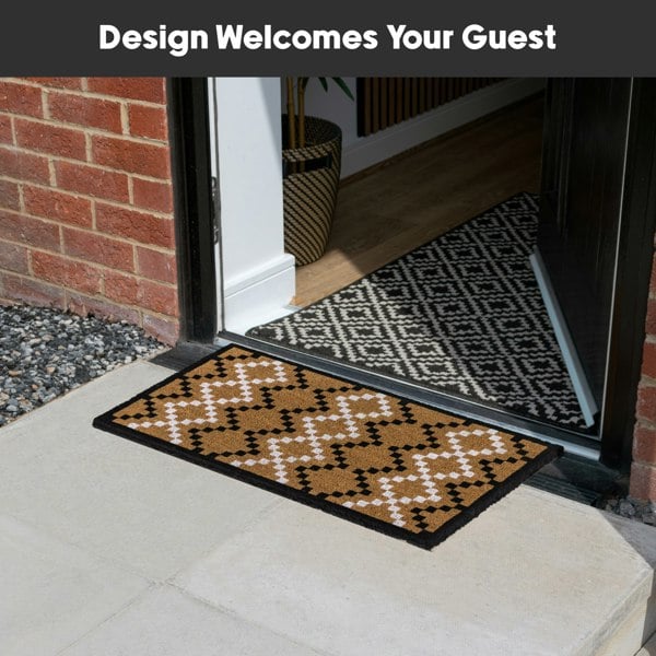 JVL Eco-Friendly Latex Backed Coir Entrance Doormat, 45x75cm - Diamond Pixel