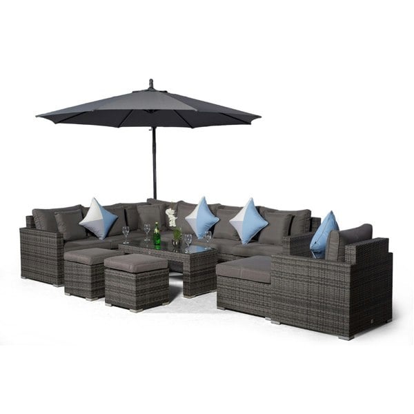 Giardino Havana 7 Seat Rattan Sofa and Armchair Set w/ Coffee Table and 3 Stools