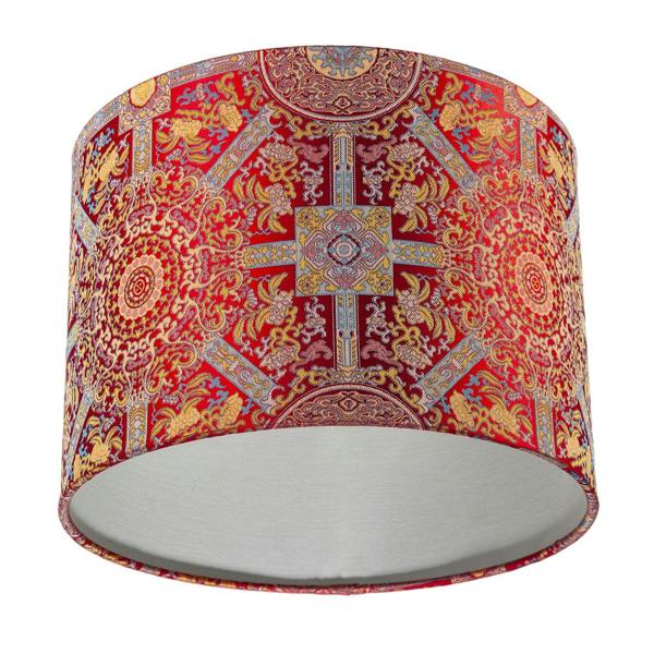 Persian-Inspired Ottoman Tapestry Floral Shade in Deep Red and Gold Image 5