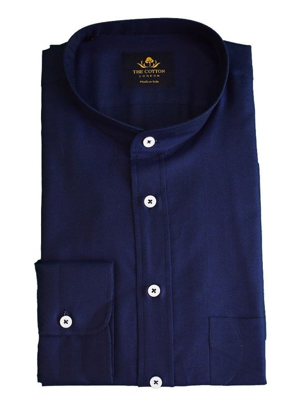 Navy marine smart-casual shirt in Canclini Oxford fabric