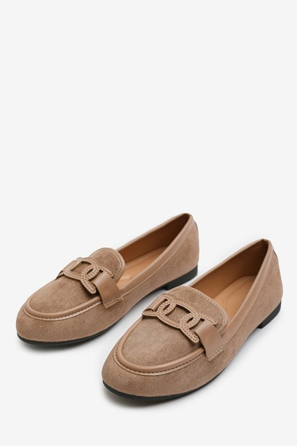 Where's That From Lizzo Slip on Trim Loafers With Accessory Detailing in Khaki