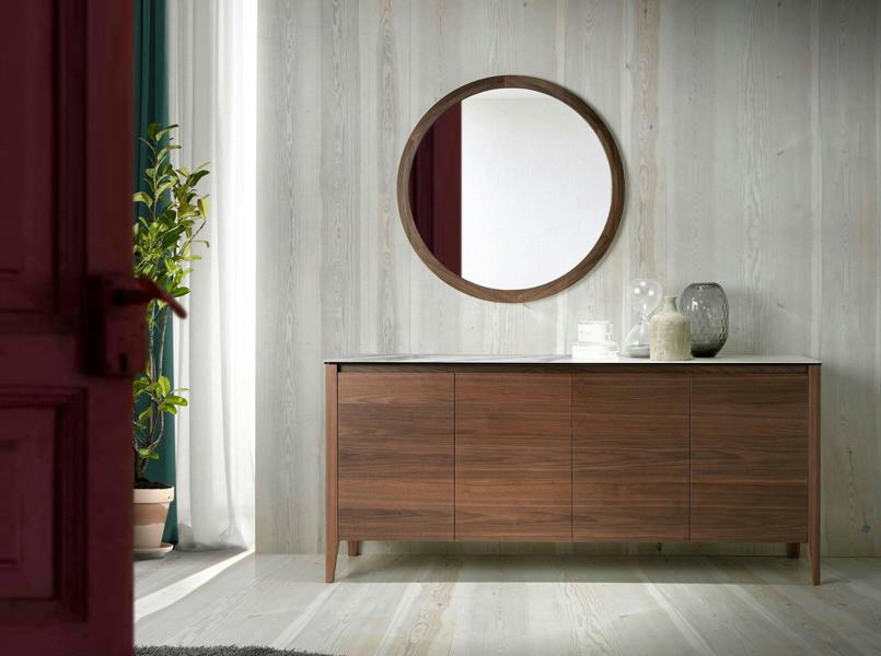 Angel Cerdá Round Walnut Wall Mirror 3084