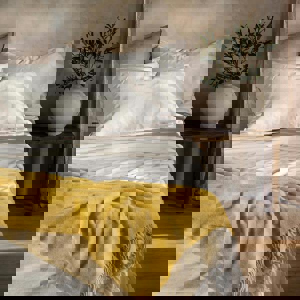 Soak&Sleep White Stonewashed Cotton 30cm Standard Fitted Sheets