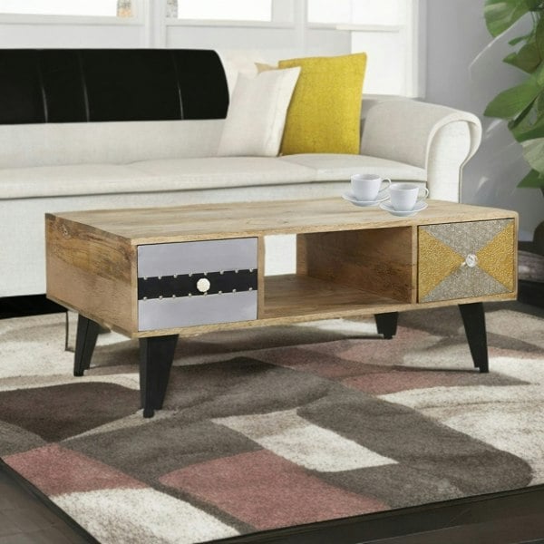 IH Design Seamon Reclaimed Wood Coffee Table with Four Drawers