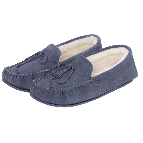Nordvek Mens Sheepskin Suede Moccasin Slippers