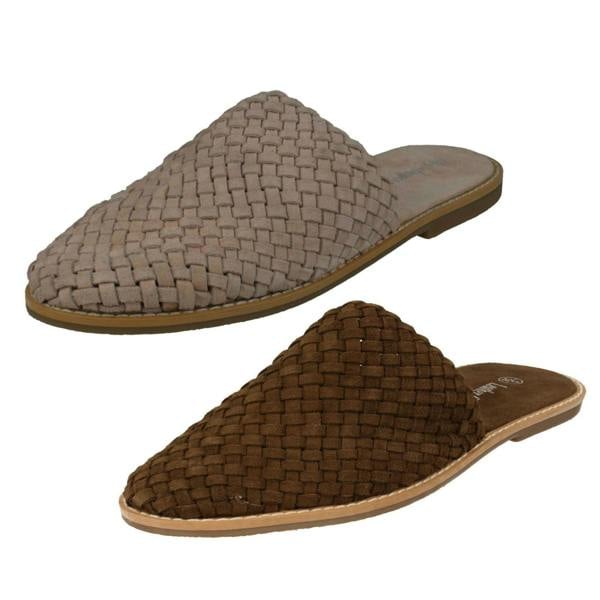 Leather Collection Ladies Leather Collection Weave Vamp Mules