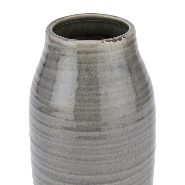 Wyld Haus Sagebloom Large Grey Glazed Ceramic Short Bottle Vase Crackle Effect