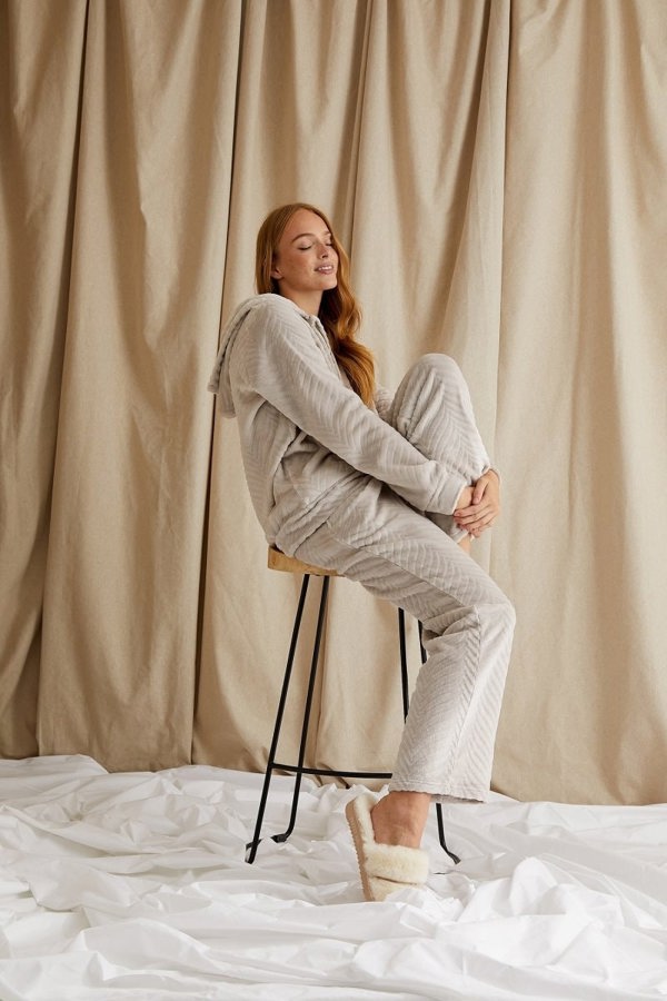 Cosy Chevron Lounge Suit in AlmondLoungewear