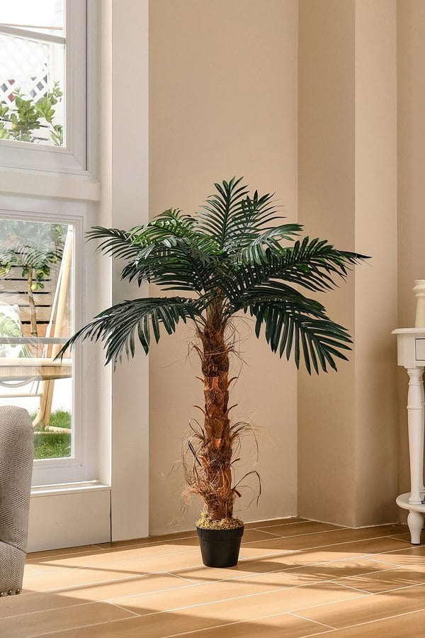 Living and Home 120cm Simulated Plant Indoor Outdoor Palm Tree Decor with Pot