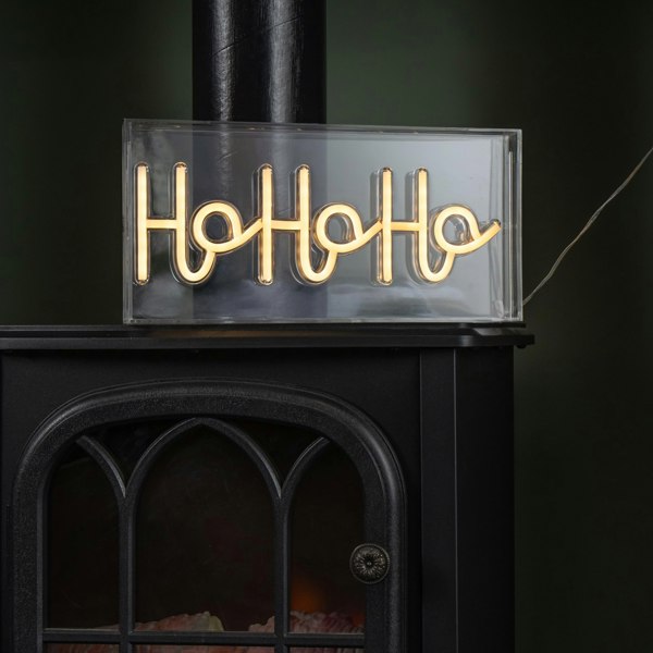 Samuel Alexander 15cm x 30cm Light up Christmas Ho Ho Ho Neon Flex Sign with Warm White LEDs