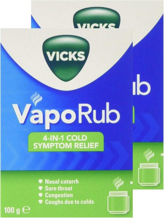 Vicks VapoRub Medicinal Ointment for Cold Symptom Relief, 2 x 100g