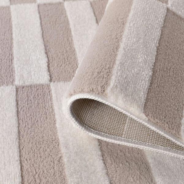 Loft Striped Beige Cream Rug, Simple Care, Fade-resistant.