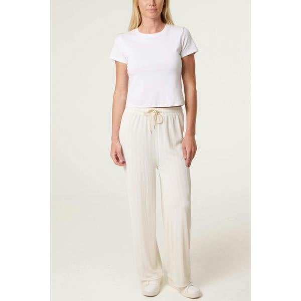 Blue Vanilla Ribbed Wide Leg Trousers