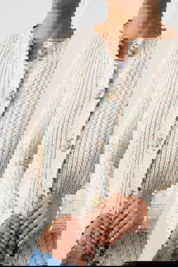 Lily & Me June Ribbed Knit Cardigan Ecru