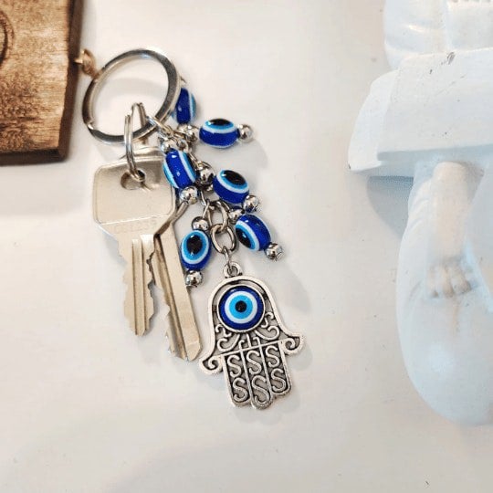 The Colourful Aura Hamsa Hand Turkish Protection Greek Evil Eye Nazar mal de ojo Keyring