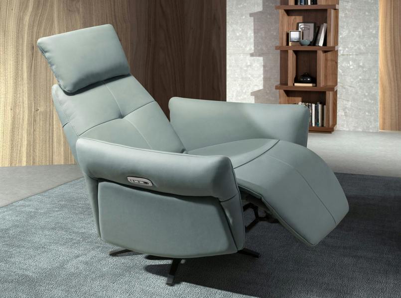 Angel Cerdá Turquoise green leather swivel relax armchair 5174