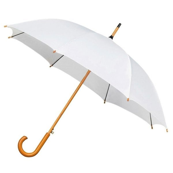 White Wood Stick Walking Wedding Umbrella Side Canopy