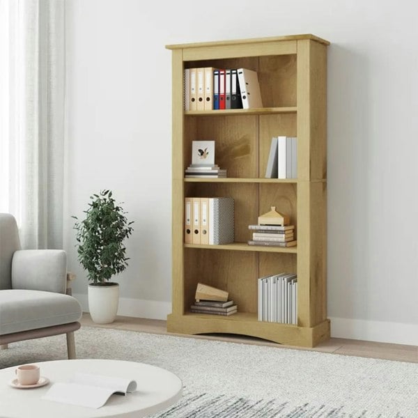 Berkfield 4-Tier Bookcase Mexican Pine Corona Range 81x29x150 cm