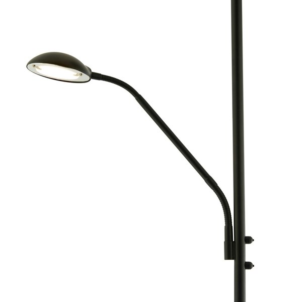 Modern LED Mother and Child Floor Lamp in Matte Black with Memory Dimmer Buttons Image 3