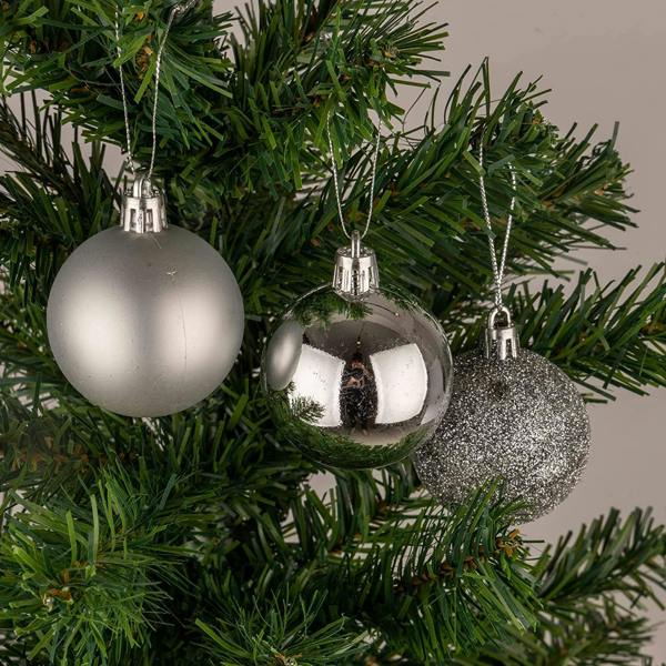 Silver Shatterproof Christmas Baubles Pack Sizes 9 or 18, 5cm Tree Decorations image 9