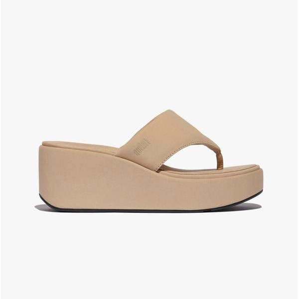 FitFlop FitFlop PLATFFORMS WEDGE Womens Toe Post Sandals Classic Beige