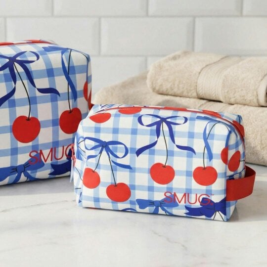 Toiletry Bag - Blue Cherries Print