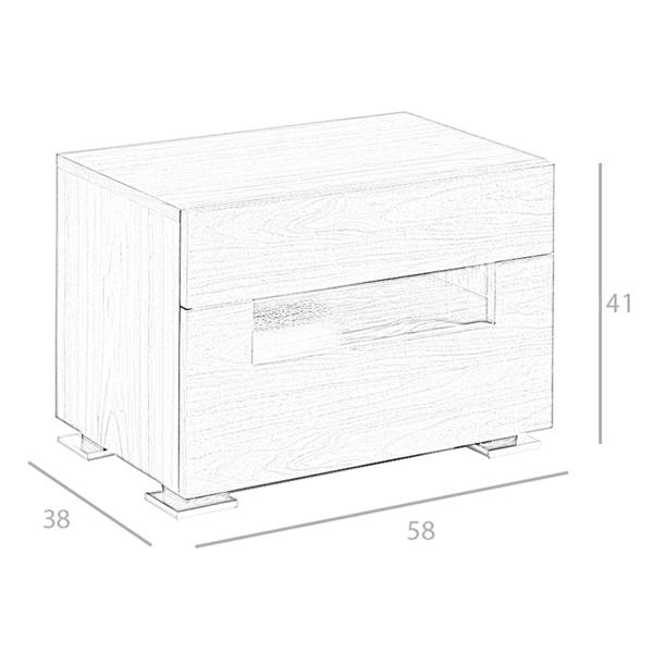 Angel Cerdá Bedside table walnut and polished steel with interior lighting 7065