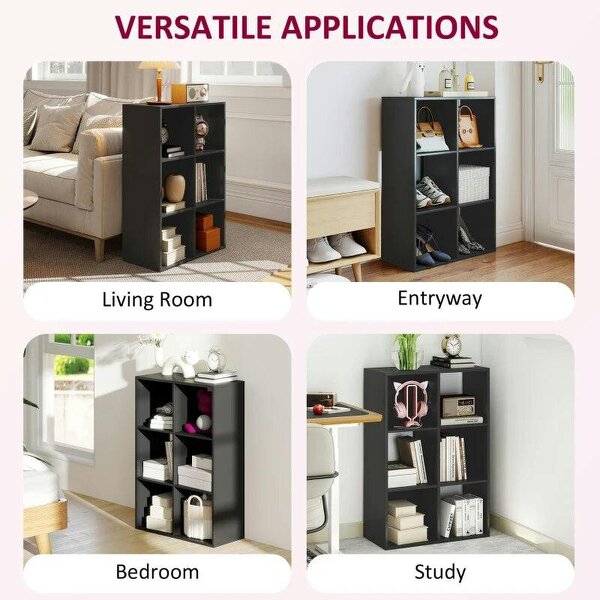 6-Cube Bookshelf - Black