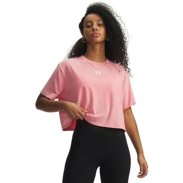 Under Armour Womens/Ladies Rival Casual Crop T-Shirt - Pink/White - 