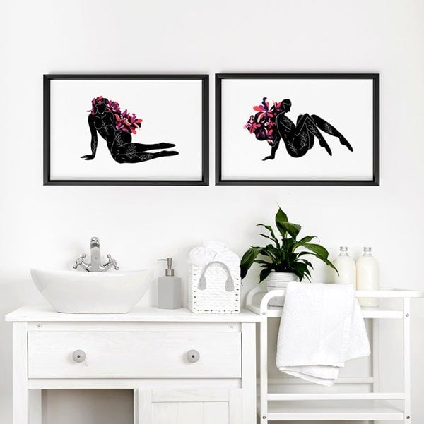 Bathroom framed art | set of 2 unique wall art