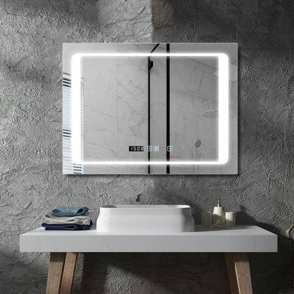 ENER-J 800x600mm Bathroom LED Mirror with Bluetooth Speaker, CCT Colour Changing, Dimmable Touch Control, Wall Mount