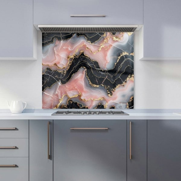 Warren Reed - Designer Baby Pink And Black Marble Effect Kitchen Splashback