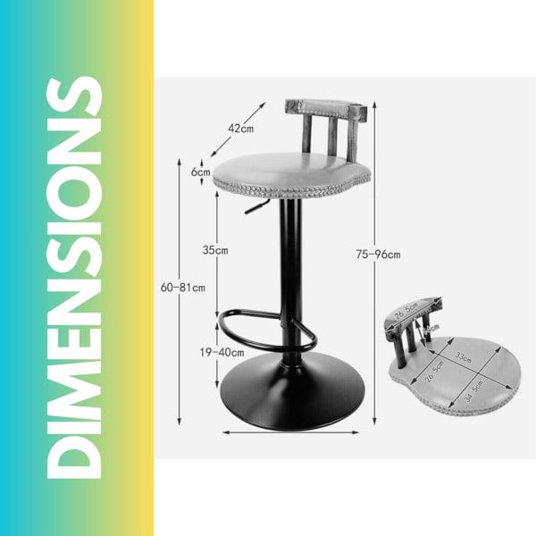 Rafaelo Mobilia 2PC Vintage Style Height Adjustable 360 Swivel Bar Stools Set Brown