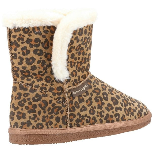 Hush Puppies Womens/Ladies Ashleigh Leopard Print Suede Slipper Boots - Brown