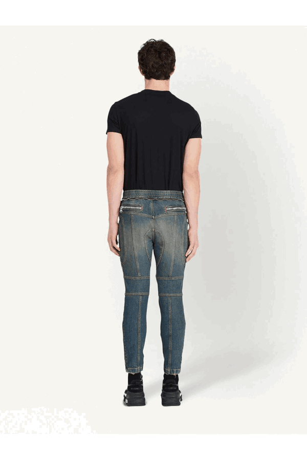 Balmain Knee Pad Jeans - Blue