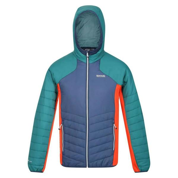 Regatta Mens Trutton Hooded Soft Shell Jacket - Admiral Blue/Pacific Green - 
