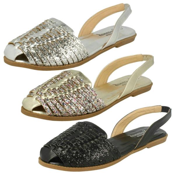Savannah Ladies Savannah Glitter Weave Vamp Slingback Sandal
