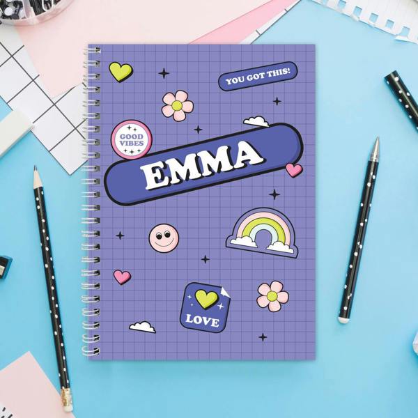 Personalised 'Good Vibes' Notebook - product in use