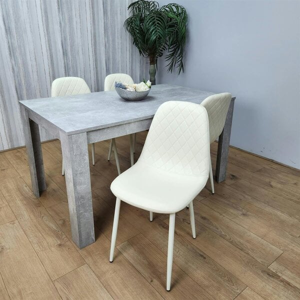 Kosy Koala Wooden Rectangle Dining Table Set - Dining Table with Set of 4 Cream Chairs - Dining Room Furniture