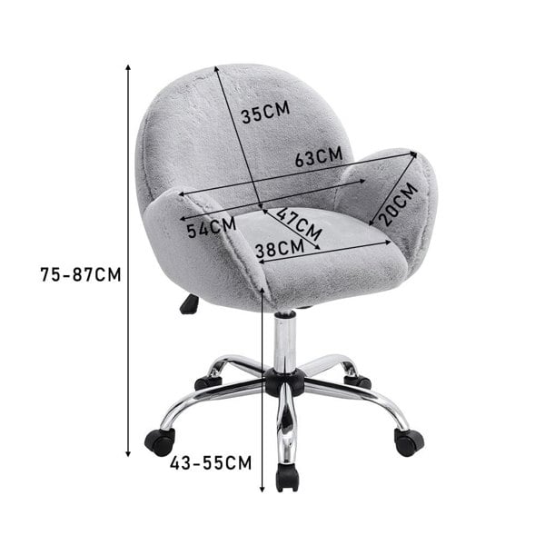 Grey Plush Adjustable Office Chair with Armrests and Rolling Wheels Living and Home