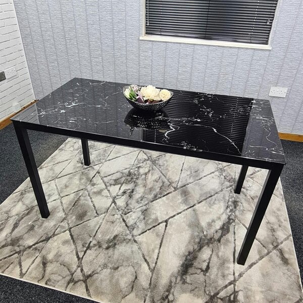 Kosy Koala Dining Table Black Glass Kitchen Place for 4 Seats, Dining Table Only (Black H 75 x L 120 x W 70 cm)